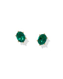 CAILIN CRYSTAL STUD EARRINGS GOLD GREEN CRYSTAL