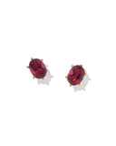 CAILIN CRYSTAL STUD EARRINGS GOLD RED CRYSTAL