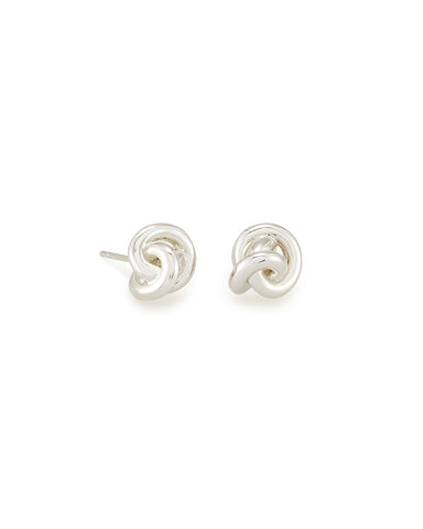 PRESLEIGH LOVE KNOT STUD EARRINGS BRIGHT SILVER METAL