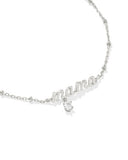 MAMA CRYSTAL DELICATE CHAIN BRACELET SILVER