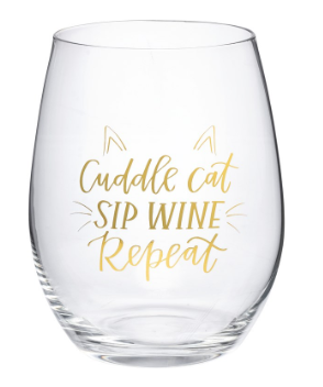 Cuddle Cat Sip Wine - Wine Glass