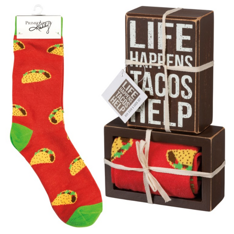 Box Sign & Sock Set - Tacos