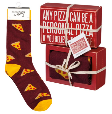 Box Sign & Sock Set - Pizza