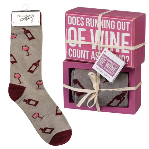 Box Sign & Sock Set - Wine