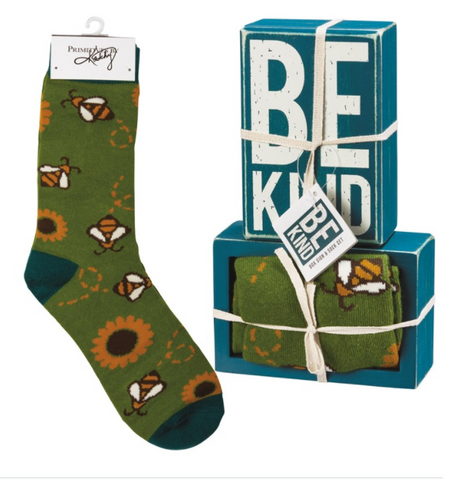 Box Sign & Sock Set - Be Kind