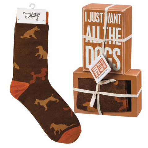 Box Sign & Sock Set - All Dogs