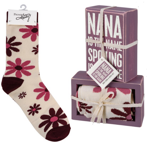 Box Sign & Sock Set - Nana