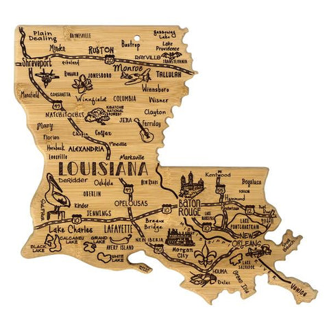 Destination- LOUISIANA- State Shaped Cutting board by Totally Bamboo