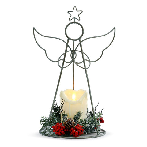 Lit Wire Angel with LED Candle Figure