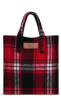 Merry & Bright Plaid Gift Bag-Large