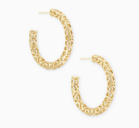 Kendra Scott Maggie Small Hoop Earrings in Gold Filigree