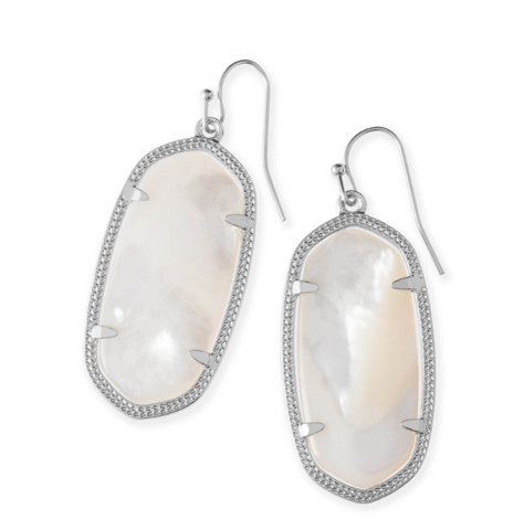 Kendra Scott Elle Silver Drop Earrings in Ivory Mother of Pearl