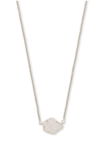 Kendra Scott Tess Silver Pendant Necklace in Iridescent Drusy
