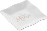 Mary Square Ceramic Fur Mama Tray - White and Gold