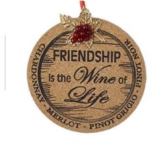 Wooden Cork Plaque Sign Ornament - Friendship is the Wine Life