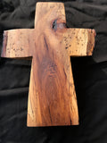 Jancason Hand Carved Wooden Cross with Turquoise & Bark #4272
