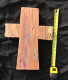 Jancason Hand Carved Smooth Wooden Cross with Turquoise #4255