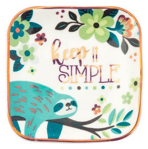 Small Square Trinket Tray Sloth