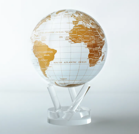 White & Gold MOVA Globe 4.5" with Acrylic Base