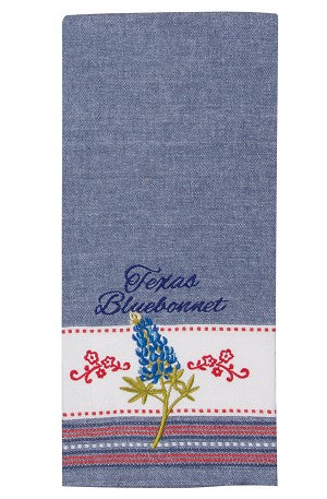 Texas Bluebonnets Themed Embroidered Cotton Dish Tea Towel 18x28 from Kay Dee Designs