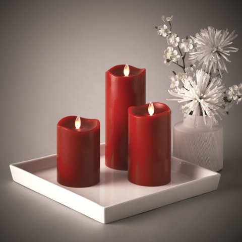Flameless Red LED Wax Pillar Candle