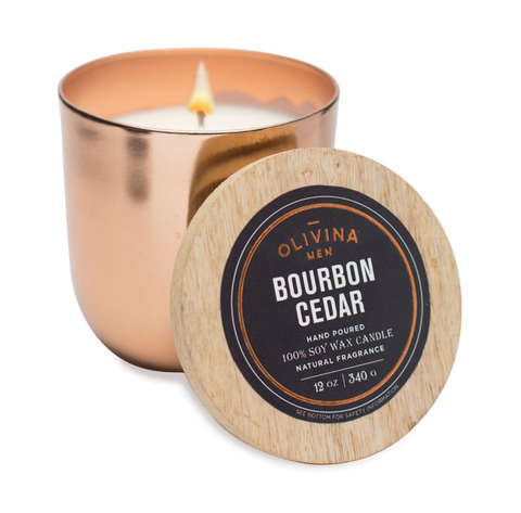 Olivina Bourbon Cedar Soy Wax Candle 5 oz.