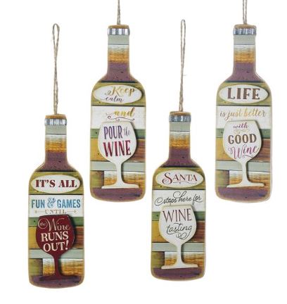Wooden Wine Bottle With Sayings Ornaments