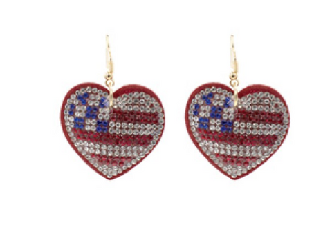 USA Heart Flag Earrings