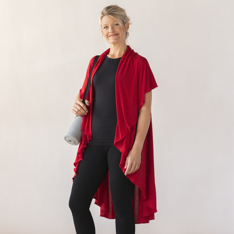 Red Solid Soft Knit City Wrap on the Go