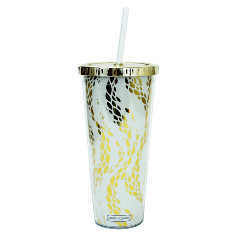 Straw Tumbler Gold Lid Movement